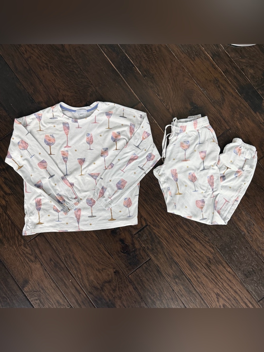 PJ salvage pajamas set cosmic wine champagne glass stars